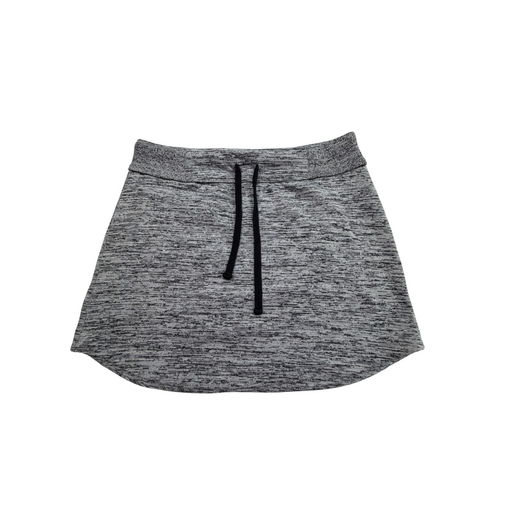 Athleta Knit Mini Skirt Activewear Women Size Small Gray Marl Drawstring Sporty